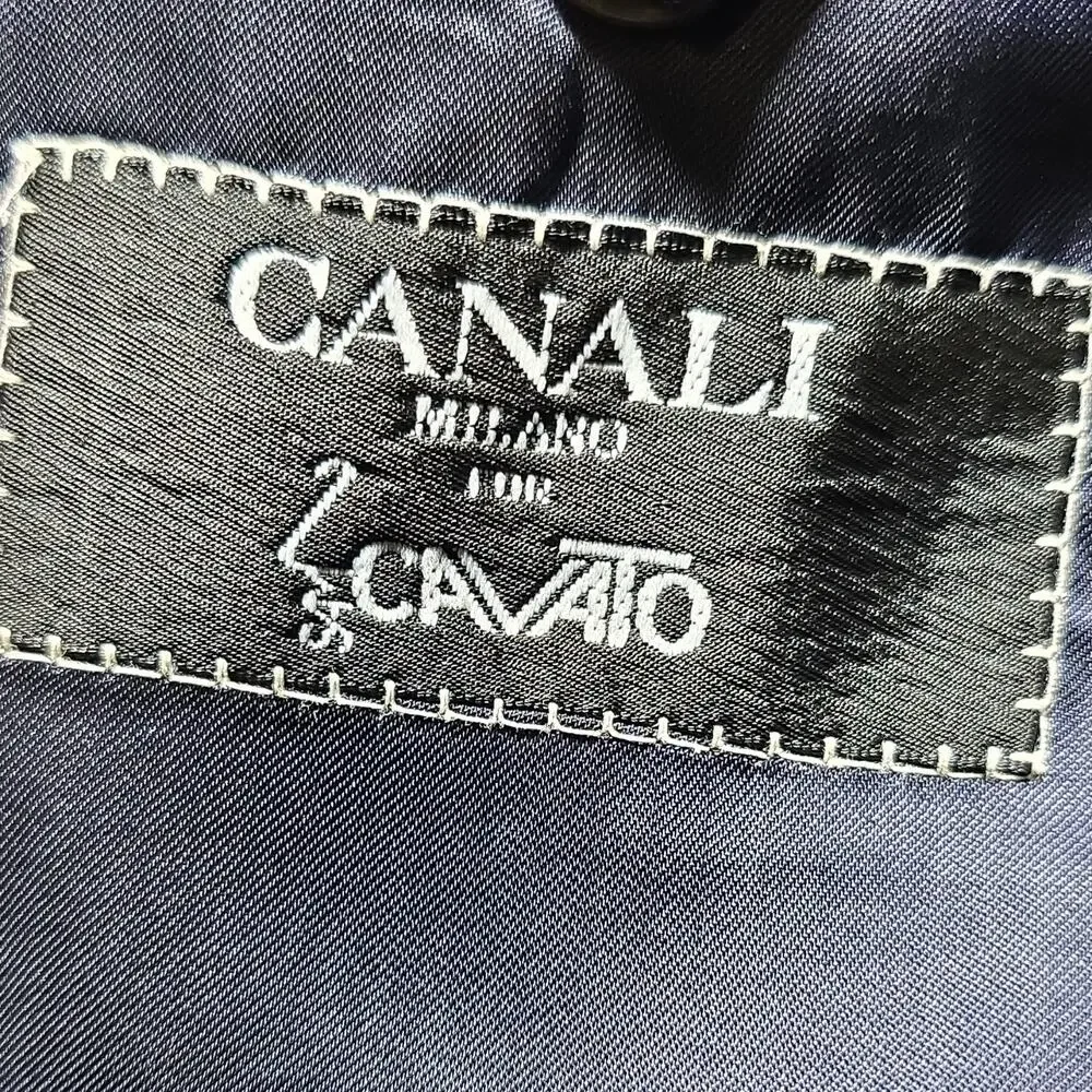 Canali Milano Singke Breast Navy Wool Blazer Two-Button Peak Lapel